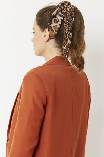 JAYLEY Leopard Print Silk Blend Hair Scarf