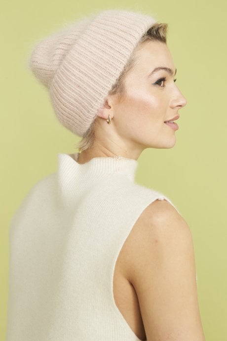 JAYLEY Light Pink Cashmere Blend Gigi Beanie Hat
