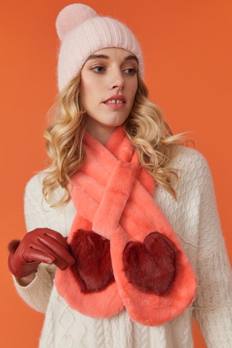 JAYLEY Light Pink Luxury Faux Fur Pom Pom Beanie Hat