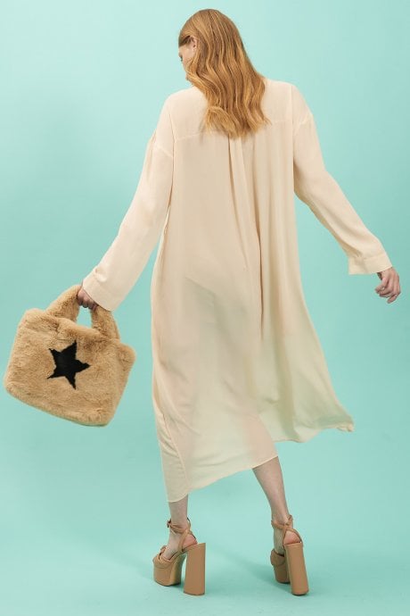 JAYLEY Light Pink Silk Blend Maxi Shirt Dress