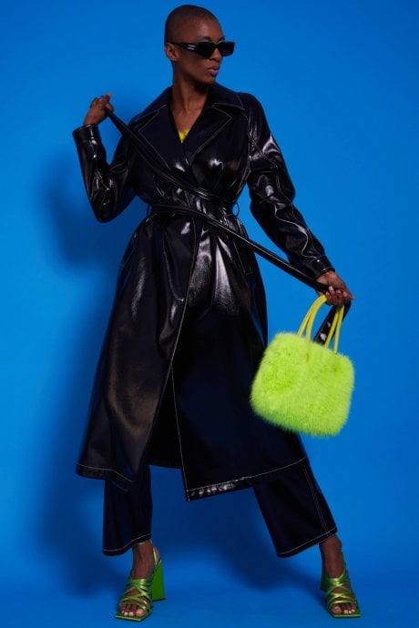 JAYLEY Lime Eco Bamboo Faux Fur Tote Bag