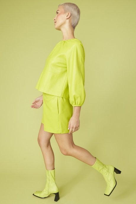 JAYLEY Lime Green Eco Leather Swing Top