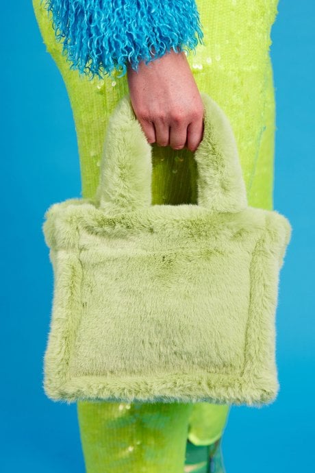 JAYLEY Lime Green Faux Fur Bag