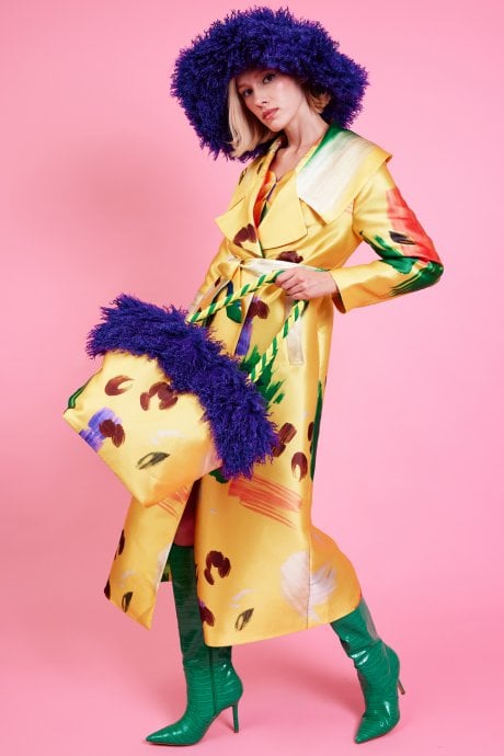 JAYLEY Livia Bamboo Faux Fur Trim Bag