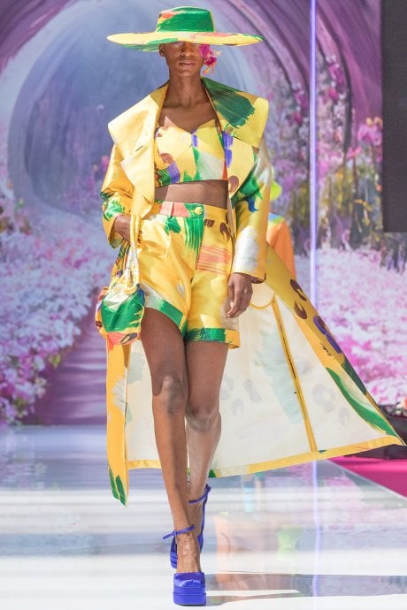 JAYLEY Livia Digital Print Trench Coat