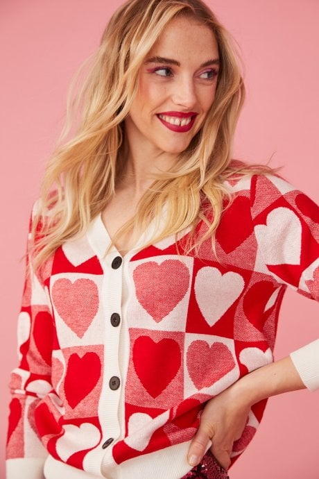 JAYLEY Love Heart Cashmere and Banana Peel Cardigan