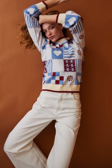 JAYLEY Love Heart Cashmere And Banana Peel Jumper