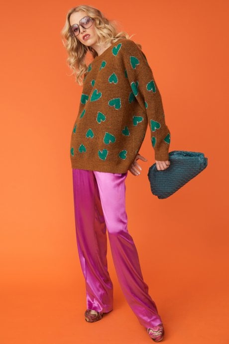 JAYLEY Love Heart Cashmere And Banana Peel Jumper