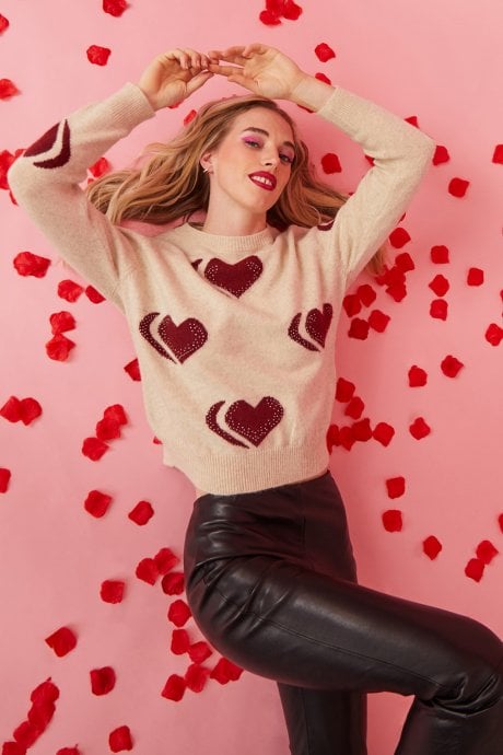 JAYLEY Love Heart Cashmere And Banana Peel Jumper