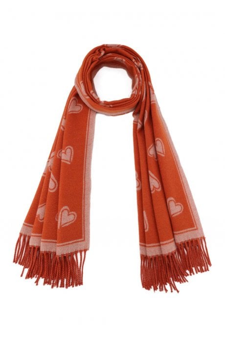 JAYLEY Love Heart Tassel Reversible Cashmere Blend Scarf