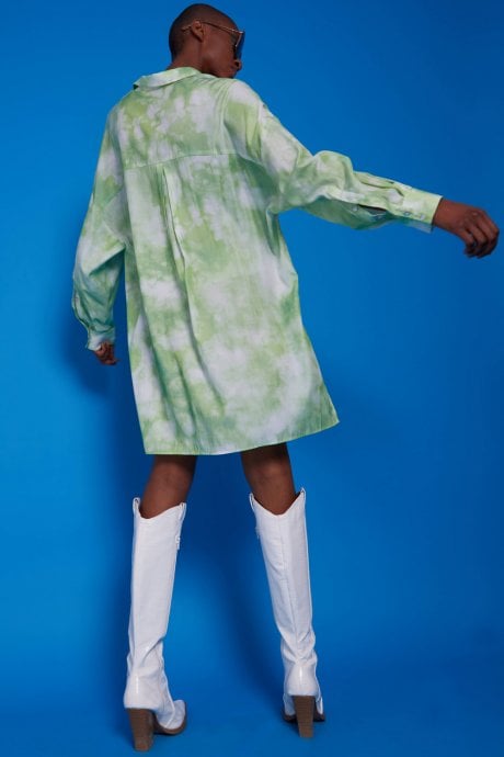JAYLEY Love Herb Green Shirt Dress