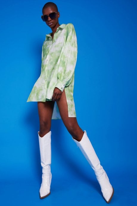 JAYLEY Love Herb Green Shirt Dress