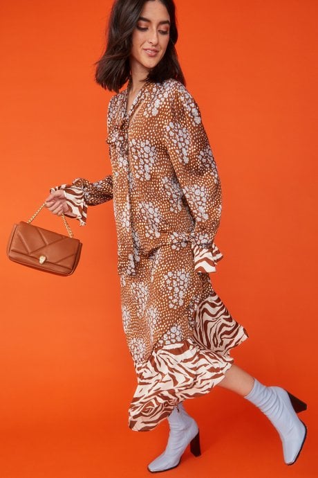 JAYLEY Lulu Quilted Bag with Gold Chain and Snake Head Detail Eco Leather