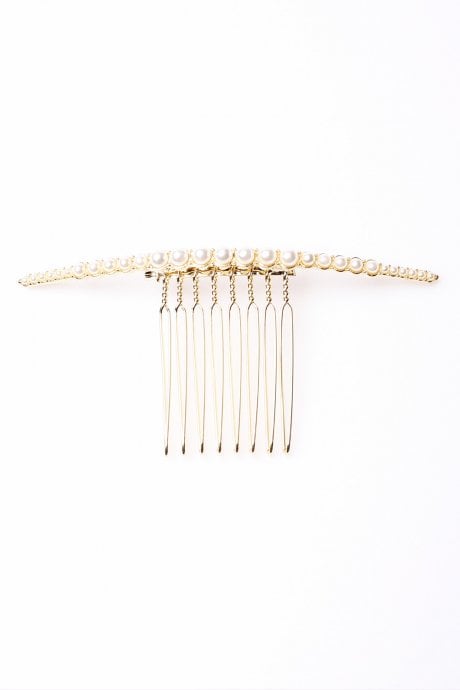 JAYLEY LuLu Silver-Tone Pearl Embellished Hair Comb