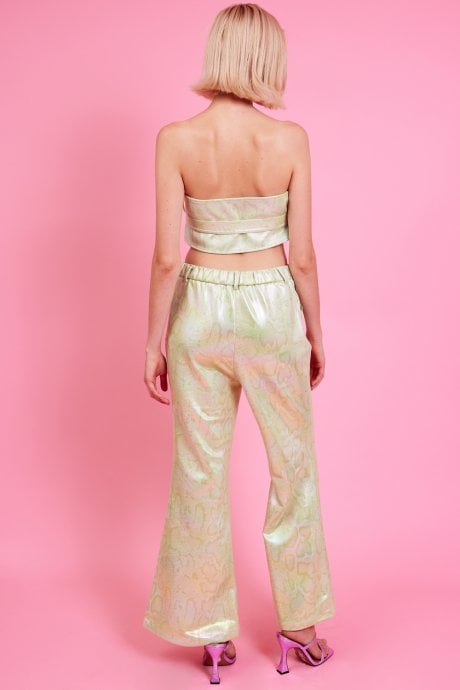 JAYLEY Metallic Green Eco Leather Trousers