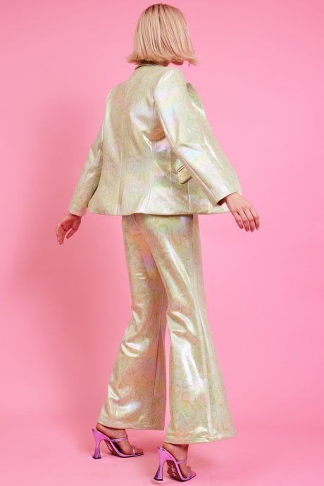 JAYLEY Metallic Green Eco Leather Trousers