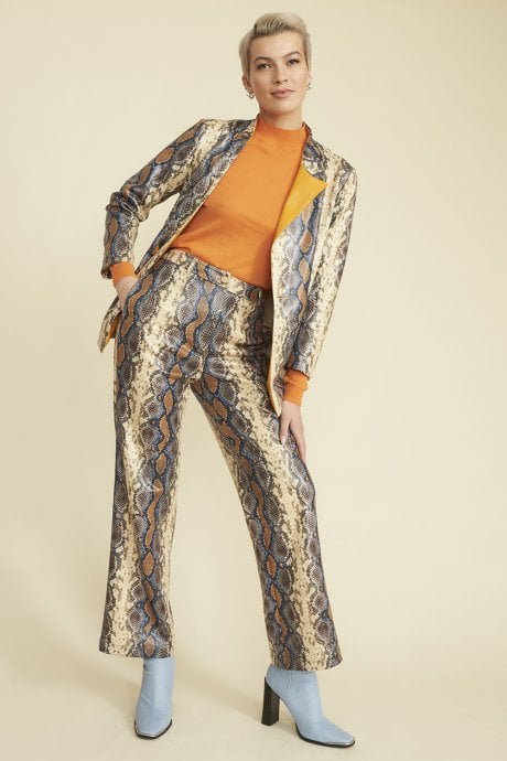 JAYLEY Metallic Snake Print Trousers