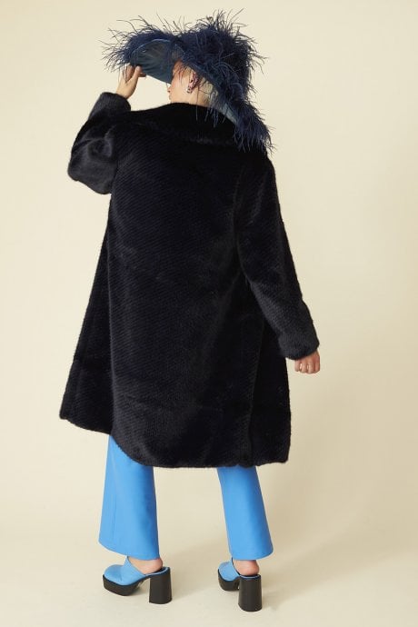 JAYLEY Midnight Blue Bamboo Midi Coat