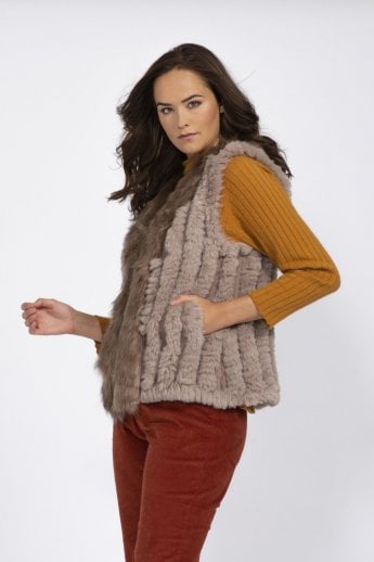 JAYLEY Mocha Cashmere Blend Faux Fur Gilet | Waistcoat