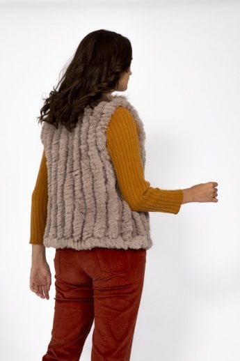 JAYLEY Mocha Cashmere Blend Faux Fur Gilet | Waistcoat