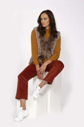 JAYLEY Mocha Cashmere Blend Faux Fur Gilet | Waistcoat