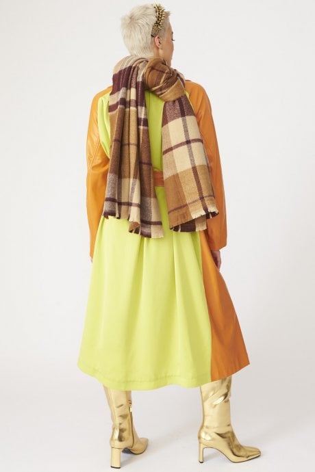 JAYLEY Mocha Checkered Cashmere Wrap