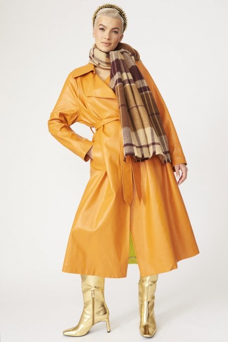 JAYLEY Mocha Checkered Cashmere Wrap