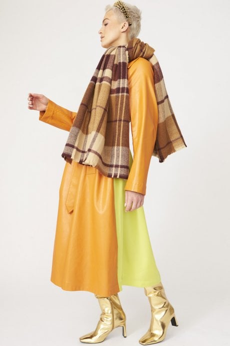 JAYLEY Mocha Checkered Cashmere Wrap
