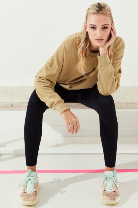 JAYLEY Mocha Crew Neck Cotton Sweatshirt