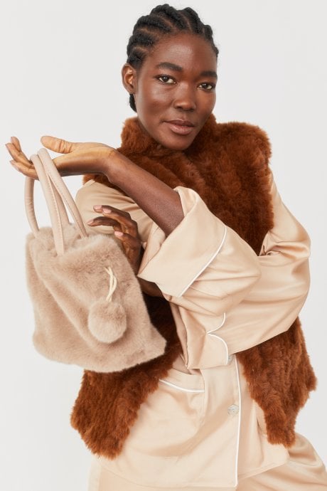 JAYLEY Mocha Faux Fur Bag