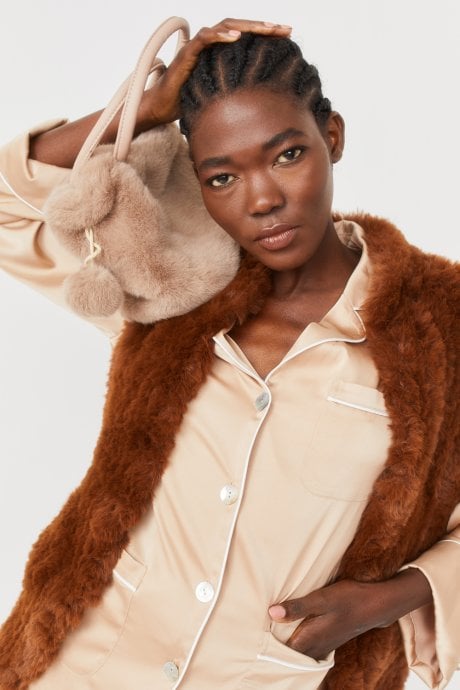 JAYLEY Mocha Faux Fur Bag
