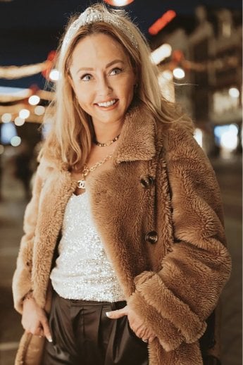 JAYLEY Mocha Faux Fur Coat