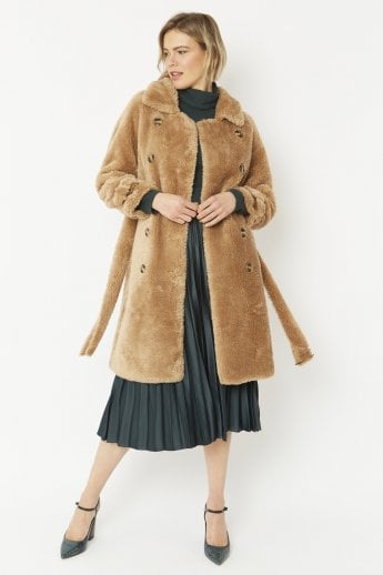 JAYLEY Mocha Faux Fur Coat