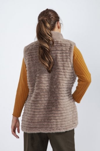 JAYLEY Mocha Faux Fur Faux Suede Gilet | Waistcoat
