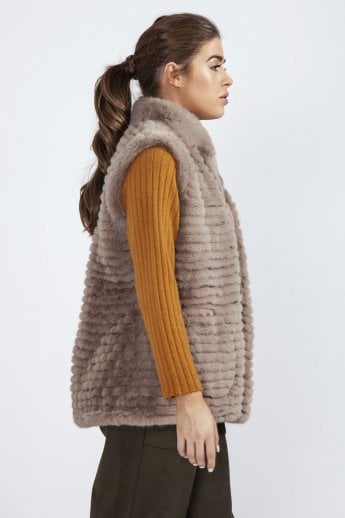 JAYLEY Mocha Faux Fur Faux Suede Gilet | Waistcoat