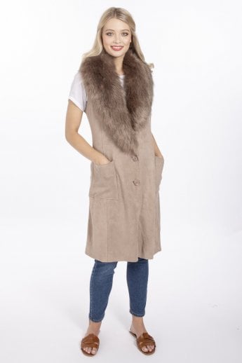 JAYLEY Mocha Faux Fur Faux Suede Gilet | Waistcoat