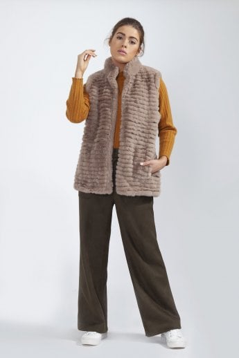 JAYLEY Mocha Faux Fur Faux Suede Gilet | Waistcoat