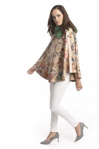 JAYLEY Mocha Faux Fur Faux Suede Poncho