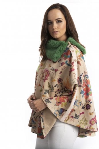 JAYLEY Mocha Faux Fur Faux Suede Poncho