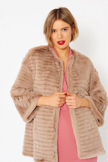 JAYLEY Mocha Faux Fur Over-Sized Coat