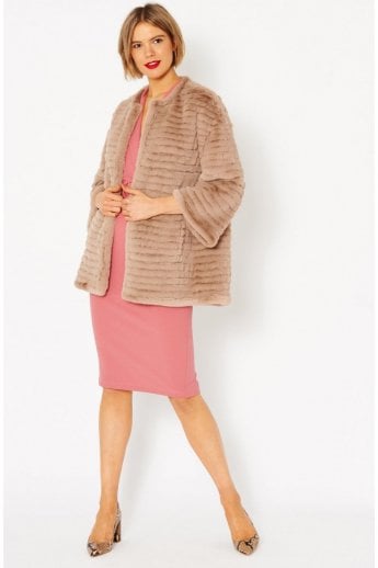 JAYLEY Mocha Faux Fur Over-Sized Coat