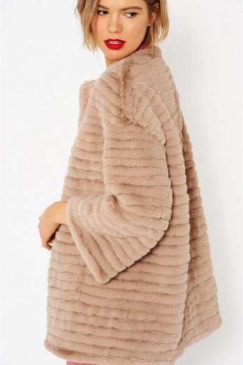 JAYLEY Mocha Faux Fur Over-Sized Coat