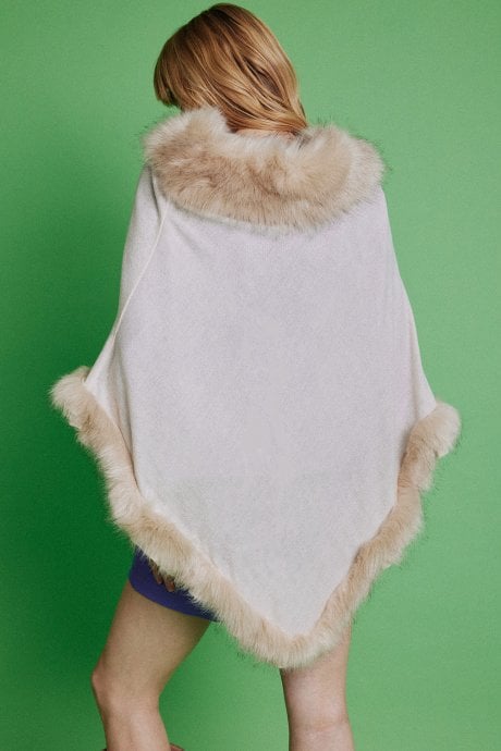 JAYLEY Mocha Faux Fur Poncho