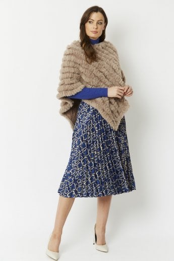 JAYLEY Mocha Faux Fur Poncho