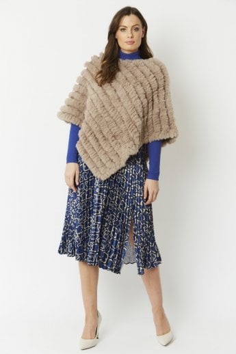 JAYLEY Mocha Faux Fur Poncho