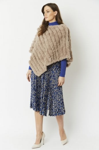 JAYLEY Mocha Faux Fur Poncho
