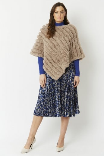 JAYLEY Mocha Faux Fur Poncho