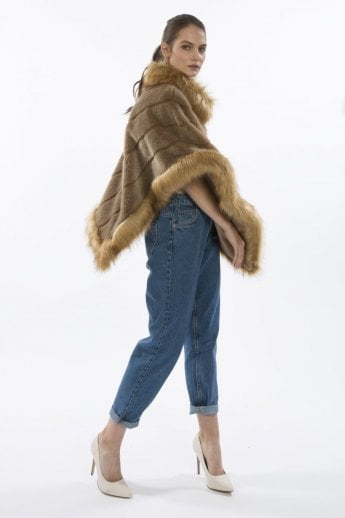 JAYLEY Mocha Faux Fur Poncho