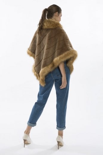 JAYLEY Mocha Faux Fur Poncho