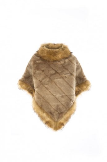JAYLEY Mocha Faux Fur Poncho
